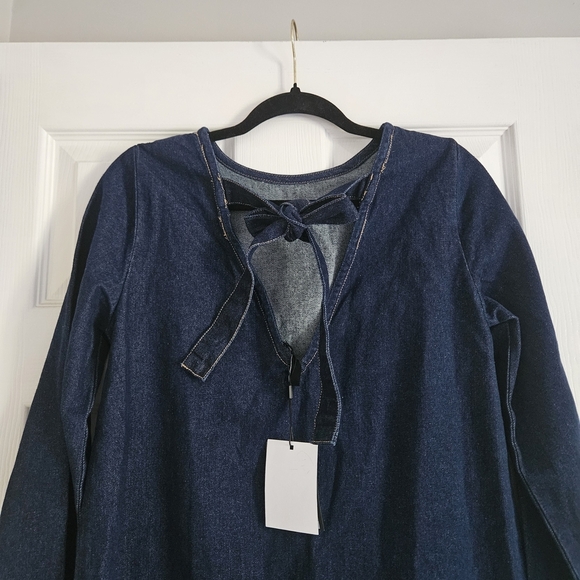 Elegant Navy Denim Mini Dress - Picture 7 of 7